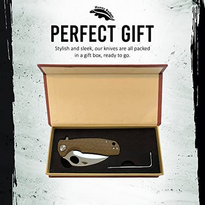 Honey Badger Pocket Knife, EDC Claw Hawkbill Folding Utility Knife, EDC Knife with Stainless Steel Blade, Claw Pocket Knives, Reversible Pocket Clip - 3.4" (Claw Smooth Large Tan) - color: Large Claw Smooth Tan