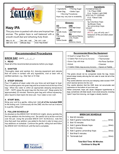 Brewer’s Best Hazy IPA One Gallon Ingredient Kit