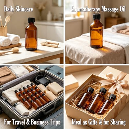 18 Pack 4oz Amber Glass Bottles with Lids, 120ml Boston Bottles with Caps for Personal Care & Beauty Travel, Industrial Lab, Sample, Essential Oils, Potion, Juice, Whiskey, Spice - color: Amber, size: 4oz-18P
