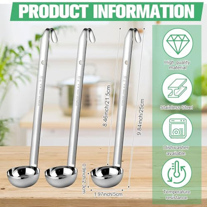 Cunhill 5 Pcs Soup Ladles Stainless Steel Serving Ladles with Long Handle for Serving, Cooking, Stirring, Portioning Kitchen Restaurant Accessories (1 oz) - size: 1 oz