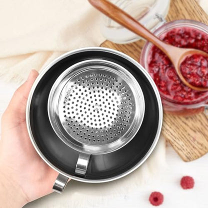 3 Piece Stainless Steel Canning Funnel Set with Strainer, Wide Mouth Mason Jar Funnels for Kitchen, Metal Funnel for Filling Bottles, Canning Supplies for Preserving, Dishwasher Safe - color: Silver 3pcs