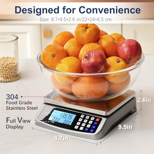 Atogou 110lb Food Scale, Commercial Kitchen Scale with Price Computing, Plug-in Usable, 0.05oz/1g, 304 Stainless Steel, for Cooking, Vegetables, Farm, Industry, Counting. LC300 Grey - style: Grey 110lb/50kg