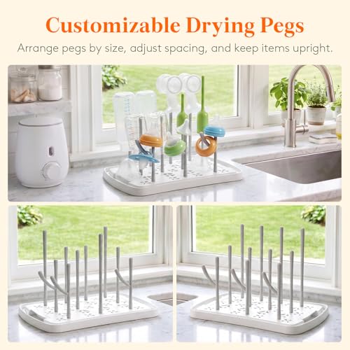Lifewit Baby Bottle Drying Rack with Tray, Portable Bottle Drying Tree for Home & Travel, Space Saving Dryer Holder for Nipples, Pump Parts, Pacifiers Storage, Newborn Essentials, BPA Free