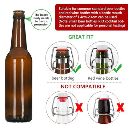 [6 +6] half cover 18mm Swing Top Glass Bottle Caps Flip Top Beer Bottle Cap Beer Bottle Airtight Lids Leakproof Easy Cap Swing Top Beer Bottle Cap 6 Swing Cap with Replacement Silicone Gaskets