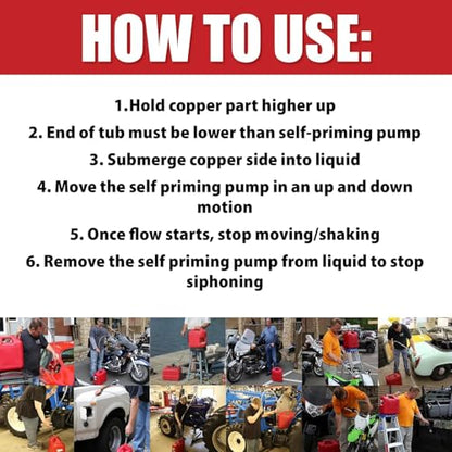 The Original Safety Siphon 6 Foot Hose For Gasoline And More - 3/8" Valve Siphon Pump - Use for Cars, Boats, Mowers - Self Priming Pump Transfers 3.5 Gallons per Minute - FDA Food Grade for Home Brews