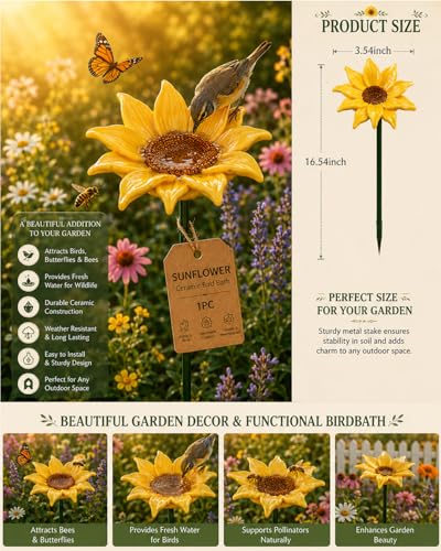 Bee Watering Station for Garden Cups Bird Butterfly Bees Ceramic Drinking and Water Bath Feeder Cup Blossoms Flowers Shaped Design Poppies Bowl Wildlife Feeding 5PCS Watring Pollinator (2PCS-B) - color: 2PCS-B