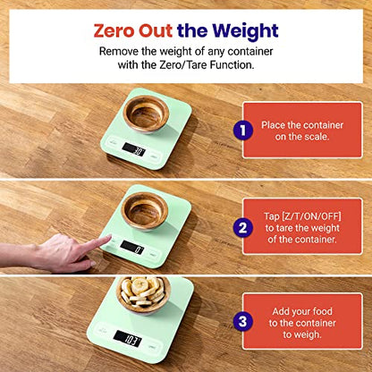 Etekcity Food Kitchen Scale, Digital Grams and Ounces for Weight Loss, Baking, Cooking, Keto and Meal Prep, Large, Green - color: Green