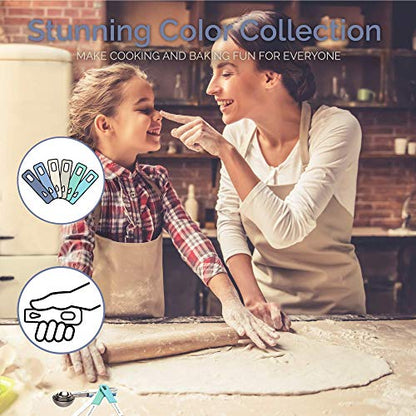 CuttleLab 22-Piece Stainless Steel Measuring Cups and Spoons Set, Tad Dash Pinch Smidgen Drop Mini Measuring Spoons, Measuring Stick Leveler, Measurement Conversion Chart Fridge Magnet, (Farmhouse) - color: Farmhouse