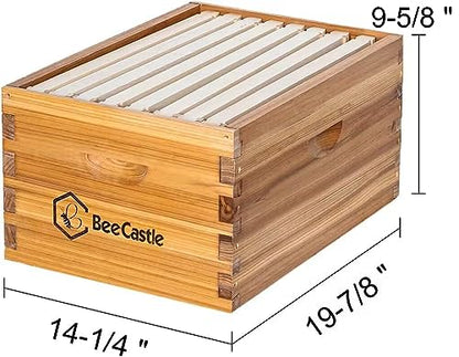 BeeCastle Heavy Wax Coated Langstroth Unassembled Deep/Brood Box with Frames and Beeswax Coated Foundation Sheet (8 Frame) - size: 8 Frame
