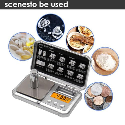 UNIWEIGH Gram Scale Punk Digital Pocket Scale,300g/0.01g Mini High Precision Jewelry Scales Digital Weight Grams and Ounces,Small Scale for Kitchen,Herb,Powder,Medicine,Food,with 50g Cal Weights