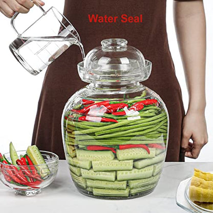 Fermentation Pickle Jar, Fermentation Kit with Water Seal, Glass Jar with Lid Paocai Jar Crock Pot for Pickles, Kimchi, Sauerkraut, Kombucha and Wine Brewing