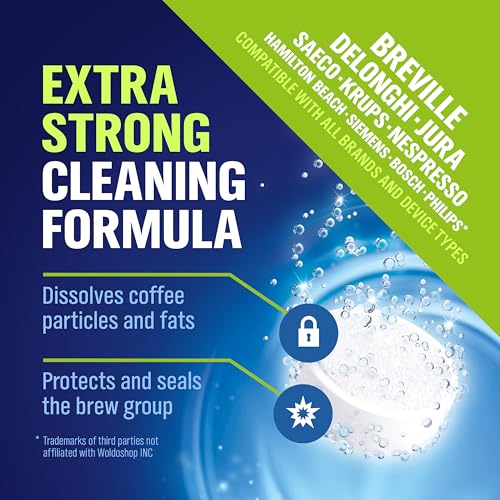 WoldoClean Cleaning Tablets for Fully Automatic Coffee Machines 10x 2g - Compatible with Breville, DeLonghi, Jura, Philips, Miele & Gaggia - size: 10 Count (Pack of 1)
