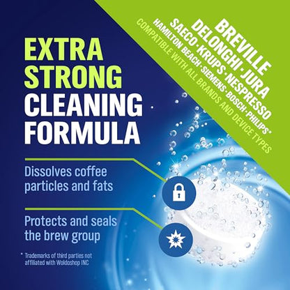 WoldoClean Cleaning Tablets for Fully Automatic Coffee Machines 10x 2g - Compatible with Breville, DeLonghi, Jura, Philips, Miele & Gaggia - size: 10 Count (Pack of 1)