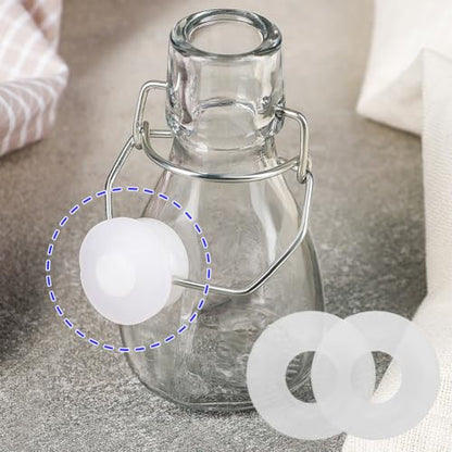 Joyzan Silicone Gaskets for Bottles, Swing Top Flip Rubber Washers EZ Cap | Home Brew Beer Leakproof Sealing O Ring High Pressure Seals Replacements Home Soda Grolsch Standard Overturning White 25PCS