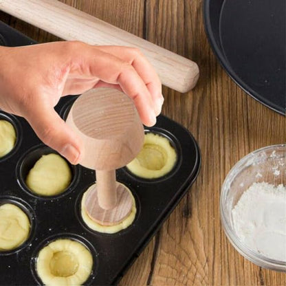 Wooden Egg Tart Tamper, 5.8in Double Side Pastry Press Tool | Baking Shaping Tool For Consistent Tart Shell Forming, Suitable For Home Kitchen Use And Handmade Pastry Preparation Work