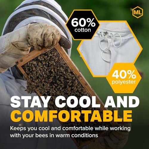 Mann Lake Economy Hooded Beekeeping Suit, Lightweight and Breathable Protective Gear, Budget-Friendly Apparel for Backyard Beekeepers, Durable Beekeeping Equipment with Self-Supporting Veil, Large - size: Large