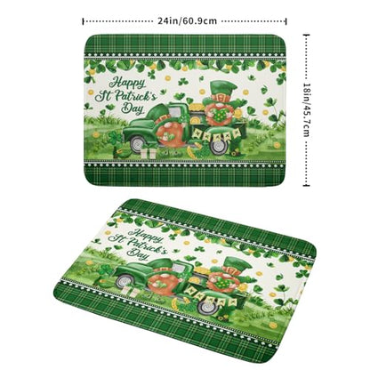 Shamrock Truck Dish Drying Mat Buffalo Check Dish Drainer Mat 18x24 inch Reversible Microfiber Quick Dry Rack Pad for Kitchen Counter Sink - color: Shamrock Truck Plaid, size: 18" x 18"