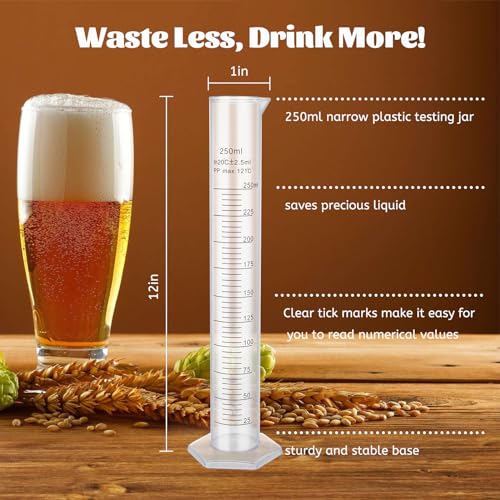 Hydrometer Set - for Mead, Wine, Kombucha and Home Brew Beer, Alcohol Tester Accessories Moonshine Still Kit Complete for Home Test Equipment-Specific Gravity Abv Tester