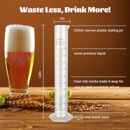 Hydrometer Set - for Mead, Wine, Kombucha and Home Brew Beer, Alcohol Tester Accessories Moonshine Still Kit Complete for Home Test Equipment-Specific Gravity Abv Tester