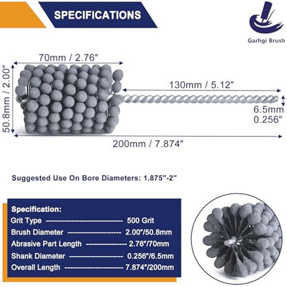 Garhgi 2" (50.8mm) Cylinder Honing Tool, 500 Grit Flexible Resilient Balls | Silicon Carbide for Smoothing Polishing Automotive Motorcycle Engine Cylinder Brake Rotor Shaft Piston Ring on Softer Metals - size: 2.000"(50.8mm), style: 500 Grit