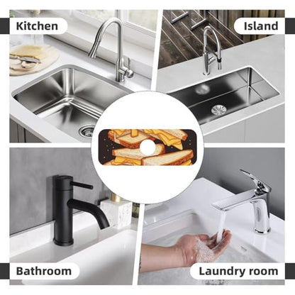 Faucet Mat for Kitchen Sink Super Absorbent Diatomite Fast Drying Stone Draining Mat 15" x 5.5" Non-slip Drain Pad Sink Mat Cheese Sandwiches Dish Drying Mat for Kitchen Bathroom Counter