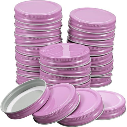 Chuangdi 30 Packs Mason Jar Lids Bulk Regular Mouth Canning Lids Leak Proof Secure Mason Storage Solid Caps(Pink,Steel) - color: Pink