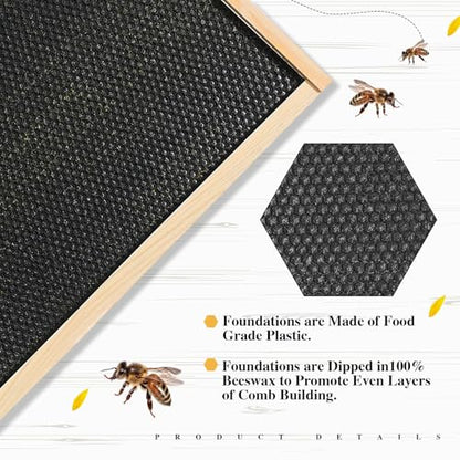 Yuntau 40 Pack Deep Beehive Frames and Foundations Beeswax Coated Food Grade Sheets Cedar Wood Unassembled Frames for Langstroth Deep Brood Boxes Easy to Assemble(Black,19 x 17.6 x 9.1 Inches) - color: Black, size: 19 x 17.6 x 9.1 Inches