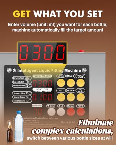 Liquid Filling Machine 1-100 Fl Oz Bottle Filler Machine with Handheld Control Switch Intelligent Control Ports Diaphragm Pump Digital Control for Wine, Essence, Glass Detergent
