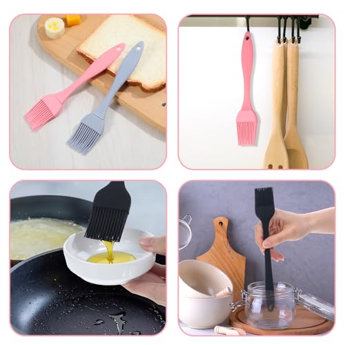 4 Pcs Silicone Basting Pastry Brush Heat Resistant Oil Brush for Cooking Kitchen Food Baking Butter Baster BBQ Grill Dishwasher Safe Multicolor for Sauce Marinade Meat Glazing