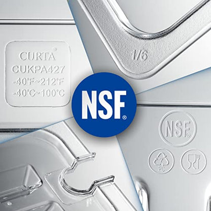 CURTA 6 Pack NSF Notched Food Pan Cover, 1/3 Size Clear Polycarbonate Lid with Handle for Commercial Food Pan, Dishwasher & Freezer Safe Plastic Clear - color: 1/3 Size, size: Handled & Notched Lids