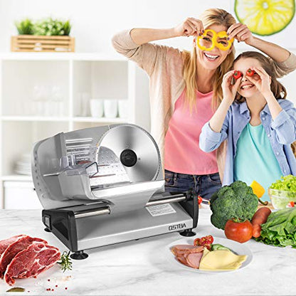 OSTBA Meat Slicer Electric Deli Food Slicer with Child Lock Protection, Removable 7.5’’ Stainless Steel Blade and Food Carriage, Adjustable Thickness Food Slicer Machine for Meat, Cheese, Bread(150W) - size: 7.5"x1 Blades-150 watts