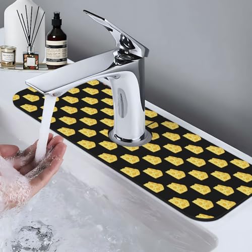 Cheese Faucet Mat For Kitchen Sink, Absorbent Countertop Protector, Quick Dry Sink Splash Guard Pad, Waterproof Draining Mat 15" X 5.5" - color: Style 3