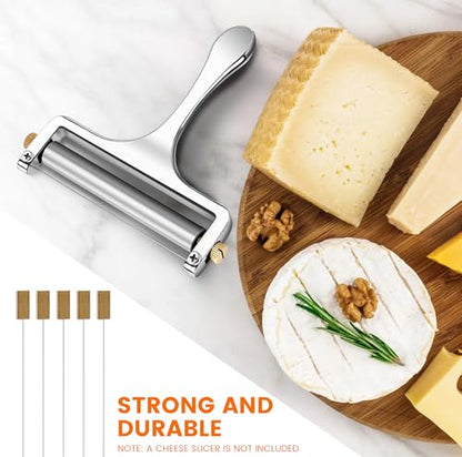TOPULORS 5-Pack Stainless Steel Cheese Slicer Cutter Replacement Wires, Compatible With Zulay Kitchen, Sopito, Bellemain Roller Cheese Slicers, Ideal for Hard & Soft Cheese Slicing