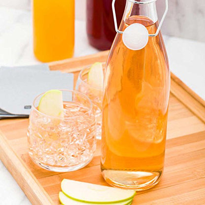 Restaurantware-17 Ounce Swing Top Glass Bottles, 10 Airtight Seal Glass Bottles With Swing Top Lids - Medium, Resealable, Clear Bottle, For Sodas, Kombuchas, Juices - size: 17 oz