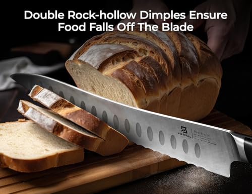 Piklohas Resharpenable Bread Knife for Homemade Bread, 8 Inch Serrated Sourdough Knife with Offset Handle, Innovative Wavy Edge for Clean Slices Crusty Bread, Bagels, Pineapple & Tomatoes, Gift Box - size: 8"