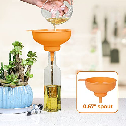 Wide Mouth Kitchen Funnel, Food Grade Plastic Cooking Canning Funnel with 4 Sizes Spouts for Filling Wide and Regular Mason Jars, Spray Dropper Oil Bottle Jug Spices Shampoo Sauce