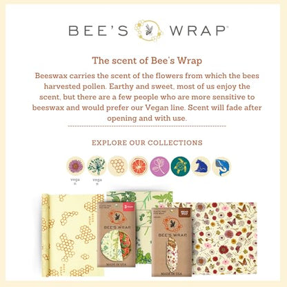 Bee's Wrap Beeswax Wraps for Food - Assorted 5 Pack of Beeswax Wraps - 2 Large & 3 Medium Wrap - Plastic Free Made in USA Reusable Natural Food Wrap - Honeycomb & Bees + Bears - style: 5 Pack (Honeycomb, Bees + Bears)