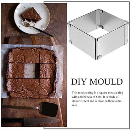 GALPADA Mousse Mould Rectangular Cake Tin Cake Ring Cake Square Cake Tin Baking Frame Pastry Mould Baking Tool (Silver 6 Inch) Dessert Ring - size: Size 6