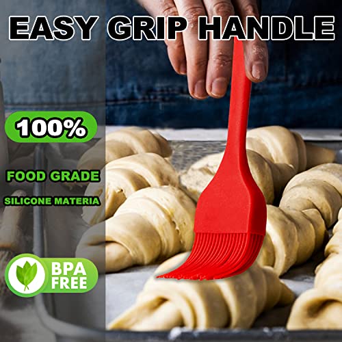 Anaeat High Heat Resistant Silicone Basting Pastry Brush Set of 2- Hygienic One-Pieces Design Spread Oil Butter for BBQ Grill Barbecue Baking Kitchen Cooking - BPA Free & Dishwasher Safe (10"+8.2") - color: Red 2 Pcs (10"+8.2")