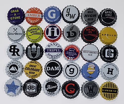 100 Craft Beer Bottle Caps, Few Repeats, No Dents, Huge Variety of Assorted Crown Caps