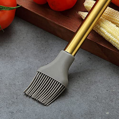 Gold Basting Brush, Berglander Non-stick Silicone Kitchen Brush For Cooking With Titanium Gold Plating Handle, Barbeque Brush, Pastry Brush, BBQ Brush, Dishwasher Safe, Easy to Clean - style: l. Brush