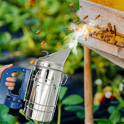 Electric Bee Smoker Bee Hive Smoker with Heat Shield Stainless Steel for Beekeeper - Large Beekeeping Tool Equipment