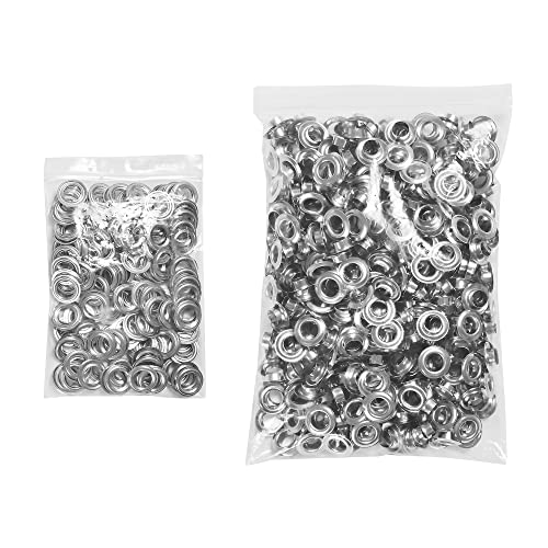 KING PIECES 1000pcs Grommets 1/2 Inch (12mm) Washers and Grommets Kit for Grommet Tool, Banner & Posters Metal Grommets Eyelets for Fabric Clothes Leather Belt Punching - color: Silver, size: 1000pcs 1/2 Inch