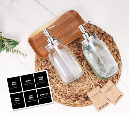 Amolliar Quart Size Mason Jar Liquid Soap Dispenser, 32OZ Glass Pump Bottle Rustproof Stainless Steel Pump Lid Lotion Dispenser, Regular Mouth Dish Soap Dispenser for Bath, Hand Soap, Silver 1 Pack - color: Silve, size: 1 Pack