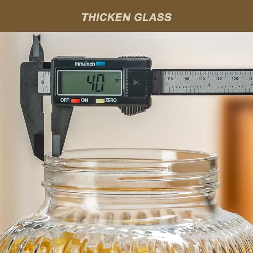 2 Pack 1 Gallon Glass Jar with Lid Wide Mouth,Plastic Free Large Mason Jar with Airtight Screw Lid, Glass storage containers for Cookie, Candy, Kombucha,Sun Tea and fermention (Sun Flower Design)