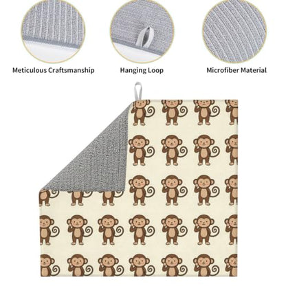 Cartoon Monkeys Dish Drying Mats for Kitchen Counter, Super Absorbent Microfiber Drainer Pad, Washable Reversible Appliance Protector, Everyday Kitchen Must-Have, 16x18 Inch - color: Cartoon Monkeys
