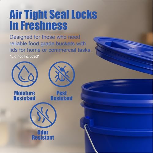 ePackageSupply 5 Gallon Bucket - Food Grade Bucket, Metal Handle Grip, BPA-Free, Heavy-Duty 90 Mil HDPE Plastic Pail, Stackable Utility Container, Made in USA, Lid Not Included, Blue, 3 Packs - color: Blue, size: 3 Packs
