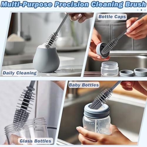 10.62" Gray Cup Cleaner Brush – Long Handle for Water Bottles, Thermos, Sports Bottles, and Narrow Containers