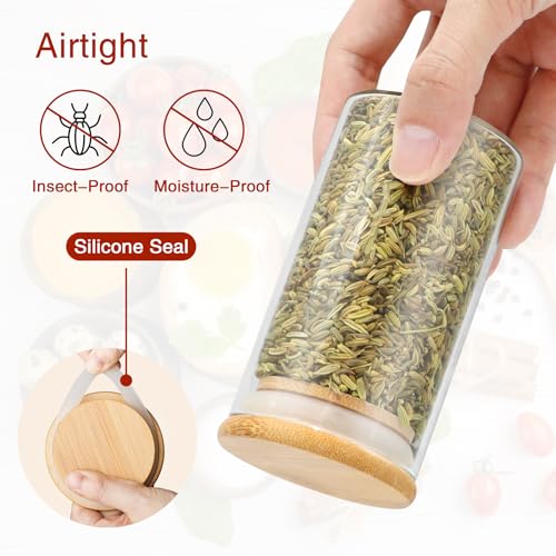 BGraceyy Spice Jars with Labels, 30Pcs 6oz Glass Spice Jars with Bamboo Lids, Minimalist Stackable Airtight Spice Containers with 426 labels for Kitchen Seasoning, Tea, Herbs, Coffee, Sugar,Shells - size: 6 oz 30 pcs