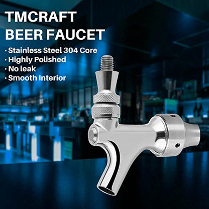 TMCRAFT Stainless Steel Core Beer Faucet Polished Chrome-Plated Brass Beer Tap with Liquid Ball Lock Quick Disconnect Set for Homebrew Keg